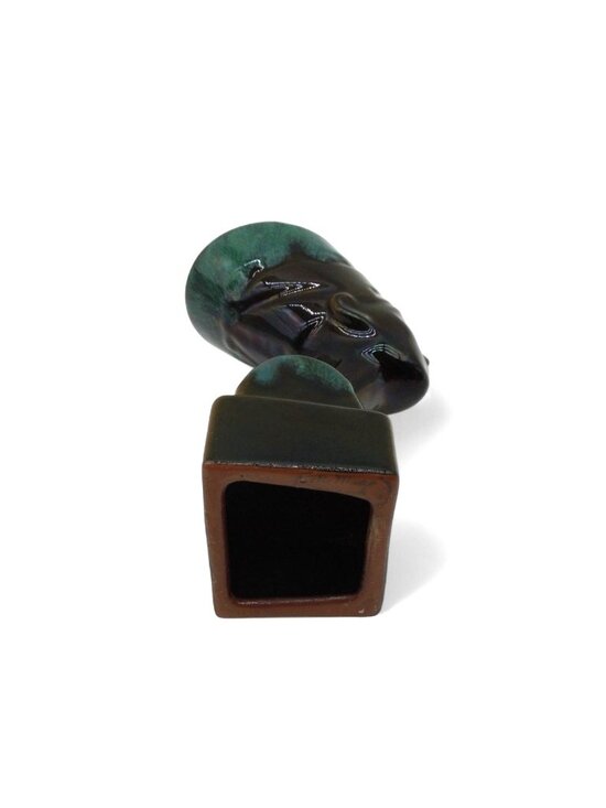 Nefertiti Bust Art Pottery Decor Egypt Green Vintage 7" - Picture 6 of 10